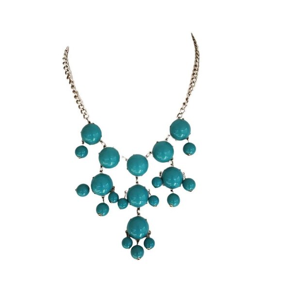 𝅺women's Vintage Turquoise Blue Beads with a Silver Tone Chain Antique Necklace - Picture 2 of 4